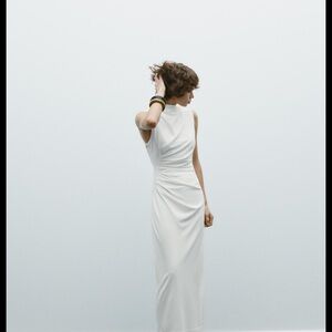 Zara White Sheath Halter Midi Dress